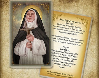 St. Ingrid of Sweden Holy Card/Prayer Card, Patron of those seeking to grow in their spiritual life