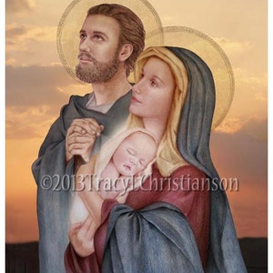 The Holy Family (C), St. Joseph, Virgin Mary and Infant Jesus, Catholic Fine Art Print