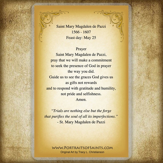 St. Mary Magdalen De Pazzi Holy Card, Mystic - Etsy