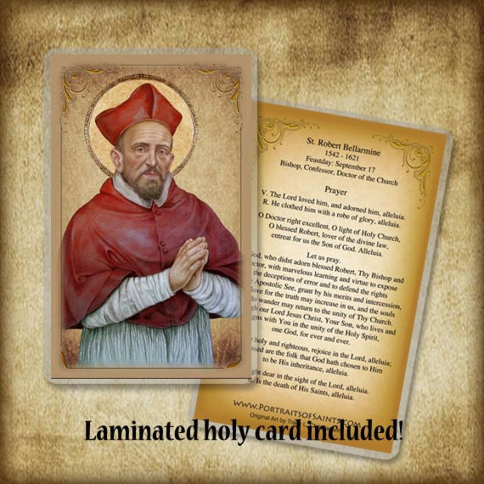 St. Robert Bellarmine Wood Icon & Holy Card GIFT SET Patron of Canon ...