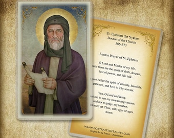 St. Ephrem the Syrian Holy Card, Doctor of the Church