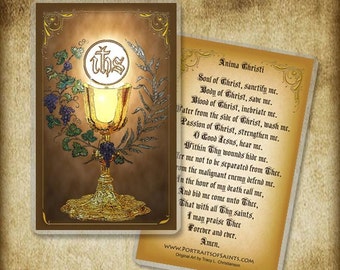 Anima Christi / Holy Communion Holy Card, Catholic Prayer Card, 1st Communion Prayer