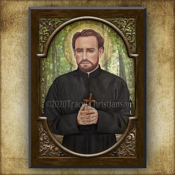 St. Noël Chabanel Wood Icon & Holy Card GIFT SET, North American Martyr