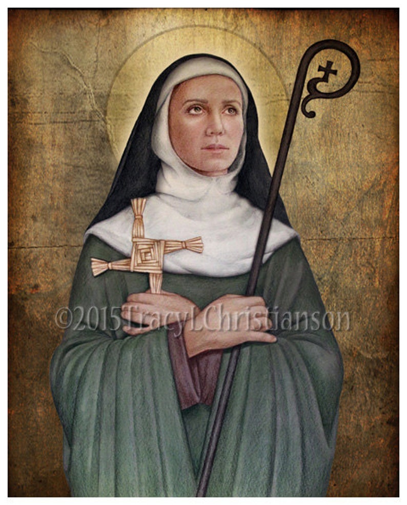 St. Brigid of Ireland Print, Catholic Art, Patron of Ireland image 1