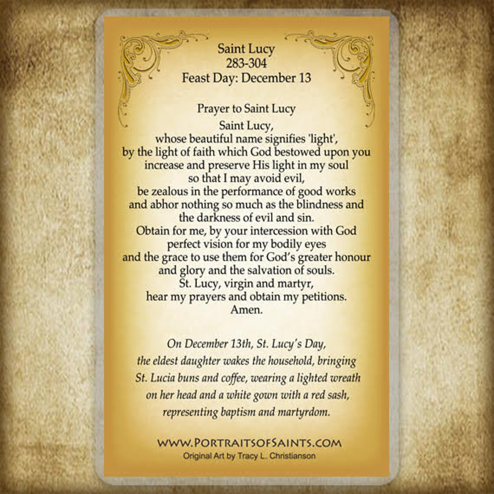 St. Lucia Holy Card Prayer for Young Children - Etsy