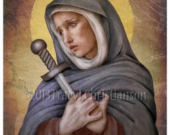 Stampa d'arte cattolica della Madonna Addolorata, Madre Addolorata, Vergine Maria