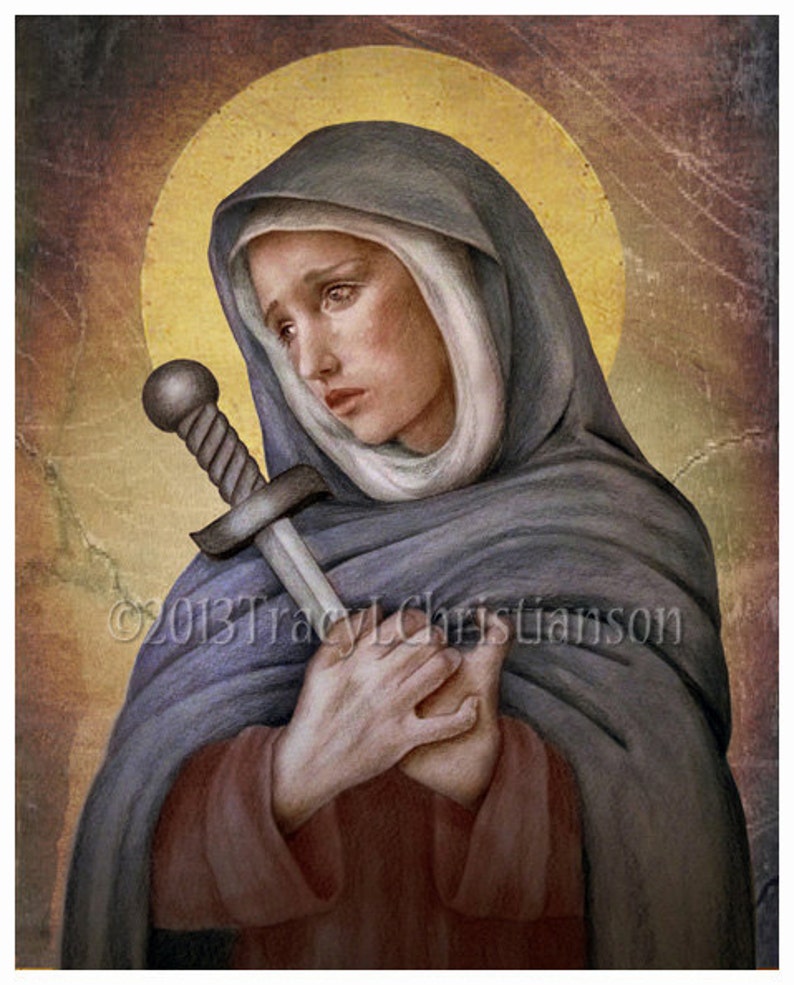 Our Lady of Sorrows Catholic Art Print  Sorrowful Mother image 0