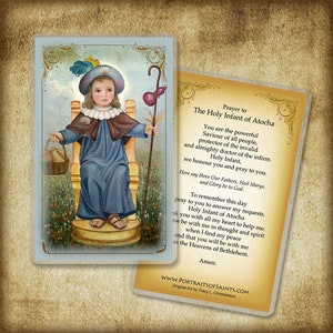 El Santo Niño de Atocha (Santo Niño de Atocha) Tarjeta Santa/Tarjeta de Oración