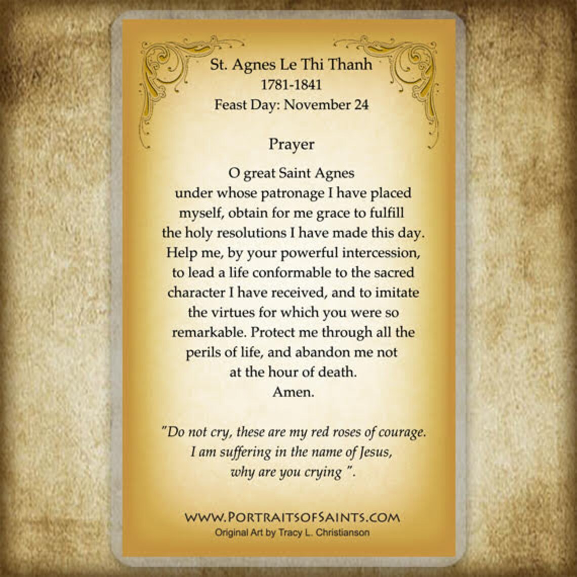 St. Agnes Le Thi Thanh Holy Card Catholic Prayer Card Etsy