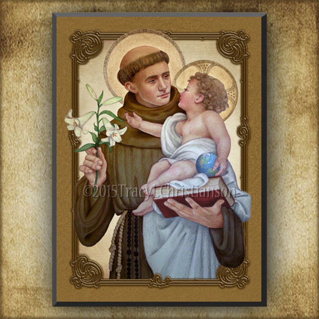 saint anthony ディストリビューション St. Anthony of Padua (B) Wood Icon & Holy Card GIFT SET, for