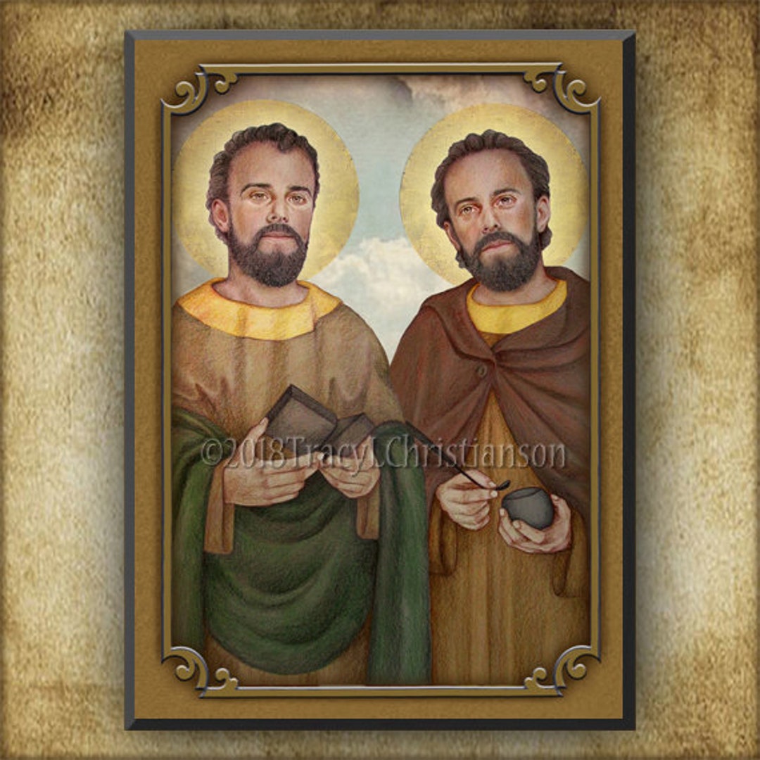 Sts. Cosmas and Damian Wood Icon & Holy Card GIFT SET, Catholic Patron ...