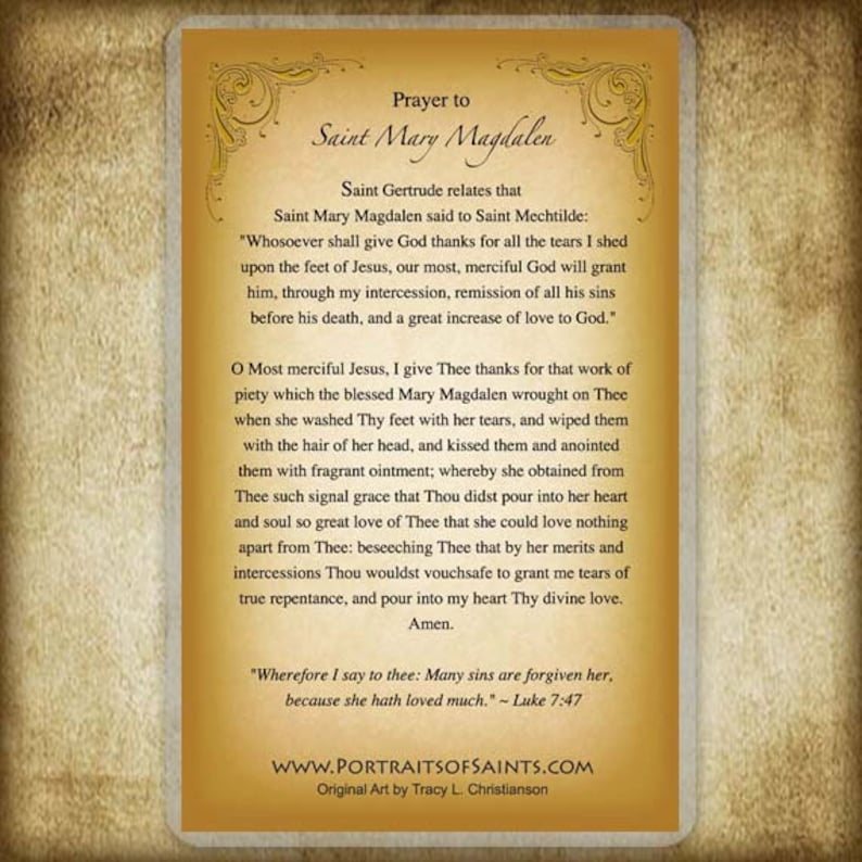 St. Mary Magdalen B Prayer Card Saint for hairdressers Etsy