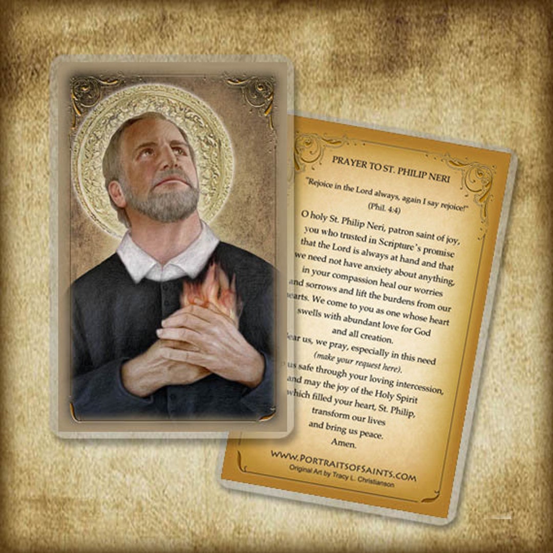 St. Philip Neri Holy Card, Prayer for Joy Etsy