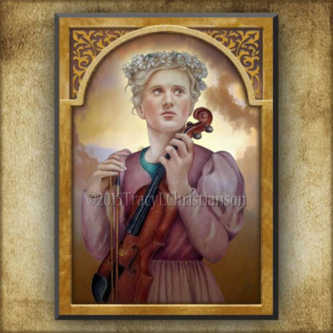 St. Cecilia Wood Icon & Holy Card GIFT SET, Catholic Patron Saint of ...
