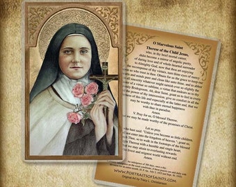 Tarjeta de oración de Santa Teresa de Lisieux, Carmelita