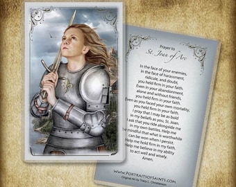 St. Joan of Arc Holy Card, Patron of the Military/Soldiers