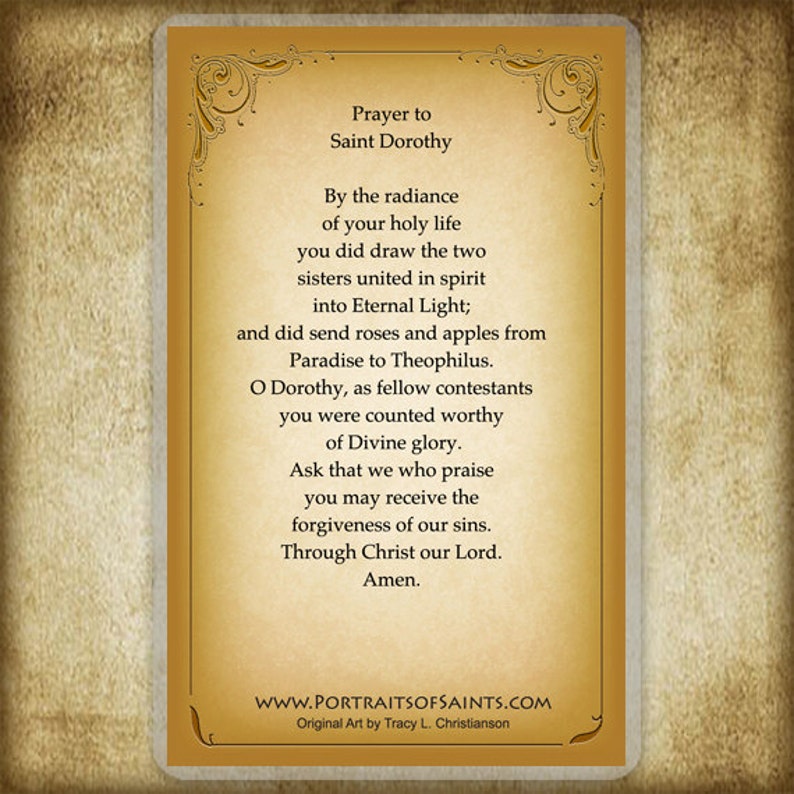St. Dorothy Prayer Card Patron of Gardeners Etsy