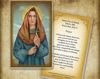 St. Zoe of Rome Holy Card/Prayer Card, Catholic Martyr