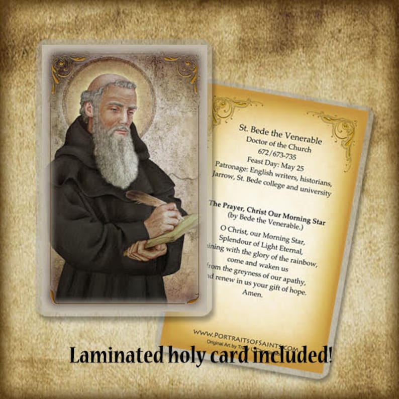 St. Bede the Venerable Wood Icon & Holy Card GIFT SET, Doctor of the ...