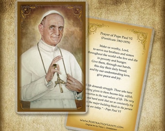 St. Pope Paul VI Holy Card, Saint for life issues