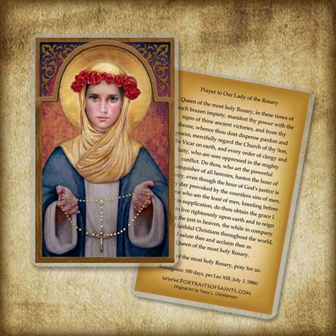 Our Lady of the Rosary Holy Card - Etsy