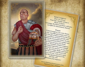 St. Longinus the Centurion Holy Card/Prayer Card, Saint for those with poor eyesight and the blind