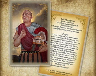 St. Longinus the Centurion Holy Card/Prayer Card, Saint for those with poor eyesight and the blind