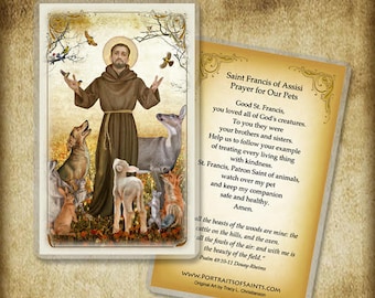 St. Francis of Assisi and Animals Holy Card, Prayer for Pets