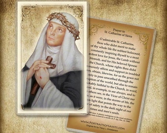 St. Catherine of Siena Holy Card or Wood Magnet #0067
