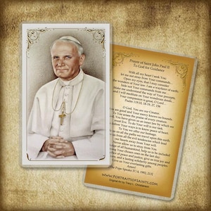 St. Pope John Paul II Holy Card, Saint for Prolife
