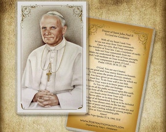 St. Pope John Paul II Holy Card, Saint for Prolife