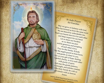 St. Jude (B) Tarjeta Sagrada/Tarjeta de Oración para familias