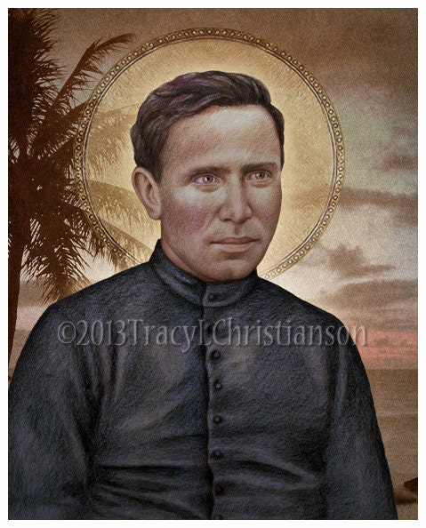 St. Damien of Molokai Art Print, Catholic Patron Saint - Etsy