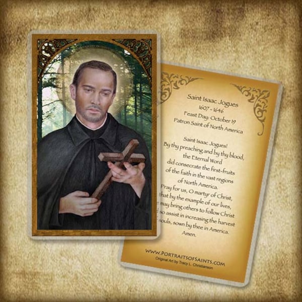 St. Isaac Jogues Holy Card, North American Martyr