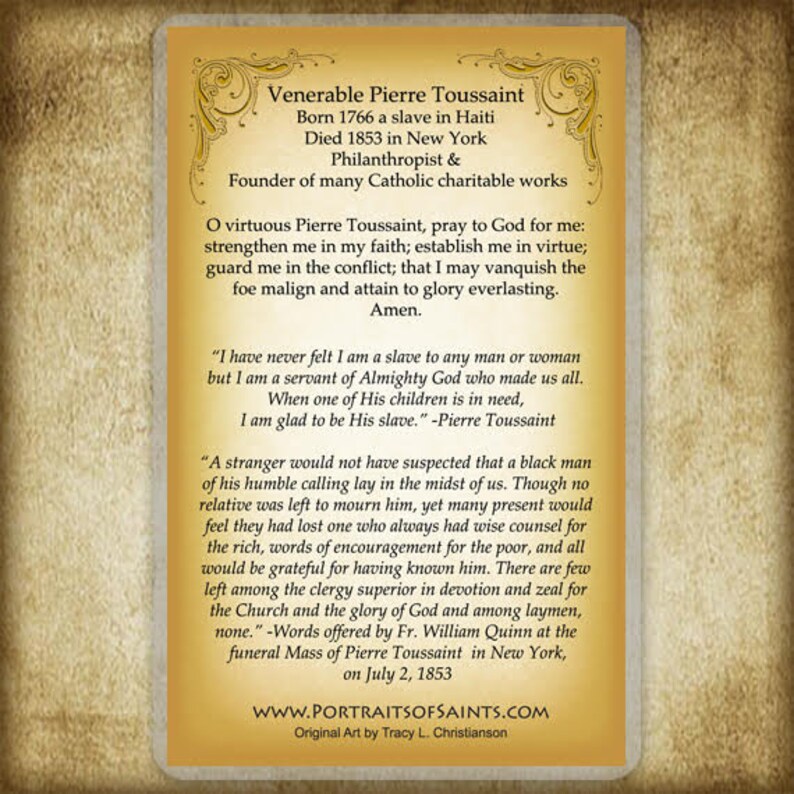 Venerable Pierre Toussaint Holy Card Saint Prayer Card Etsy