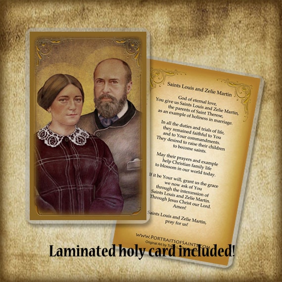 Sts. Louis & Zelie Martin Wood Icon and Holy Card GIFT SET
