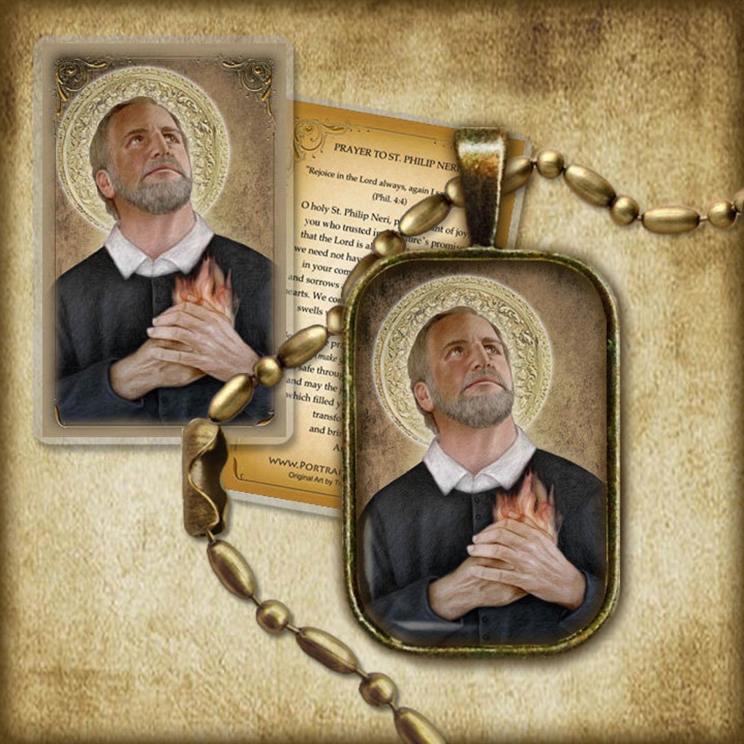 St. Philip Neri Pendant and Holy Card GIFT SET Catholic Saint for the