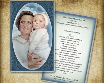 St. Gianna Molla Prayer Card, Patron of Mothers