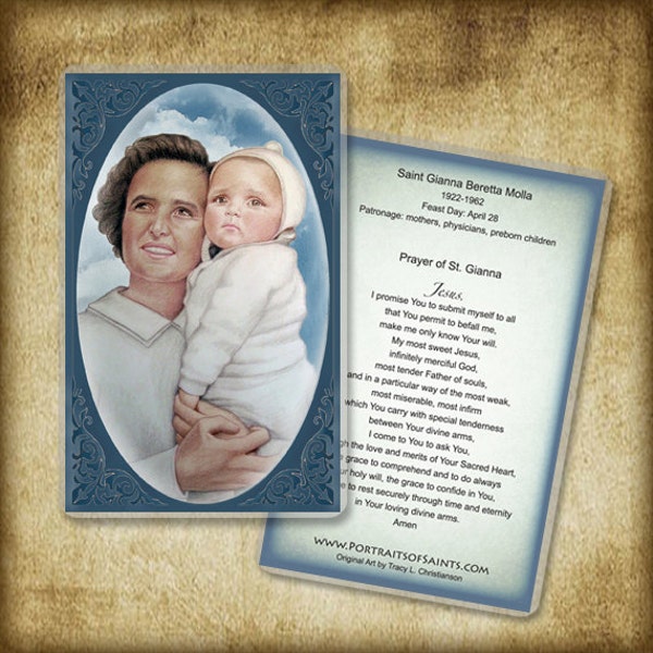 St. Gianna Molla Prayer Card, Patron of Mothers