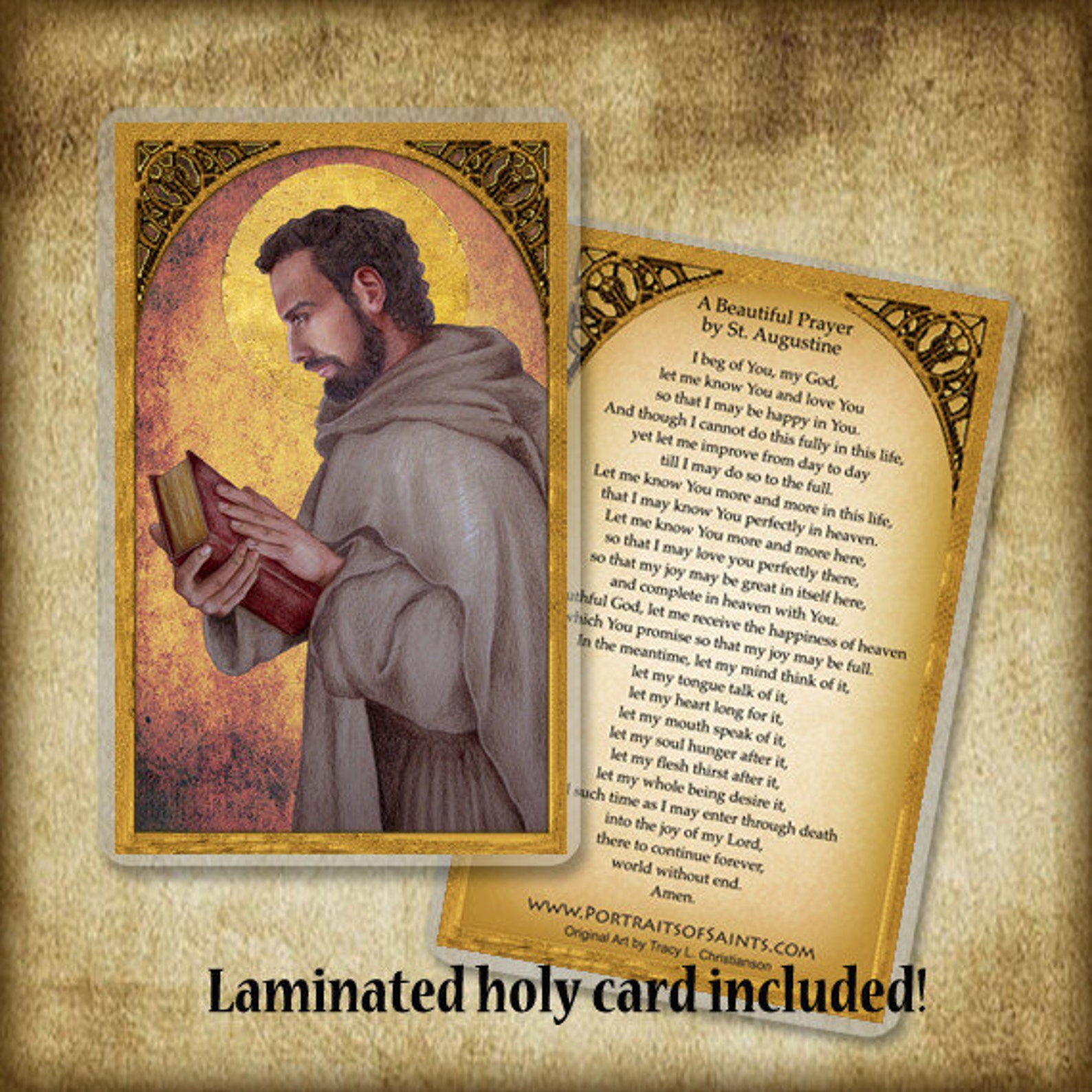St. Augustine of Hippo Wood Icon & Holy Card GIFT SET, Doctor of the ...
