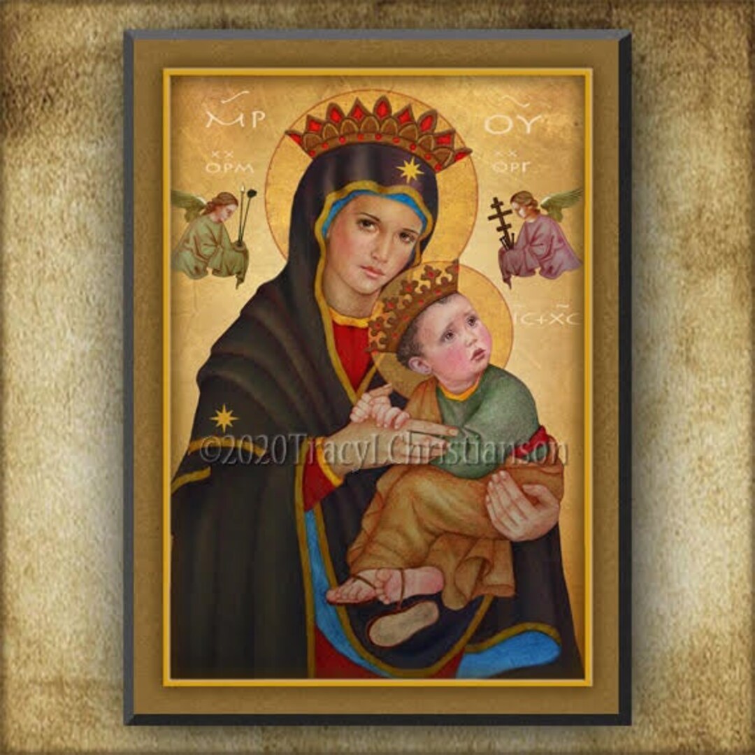 Our Lady of Perpetual Help Wood Plaque and Holy Card GIFT SET for a ...