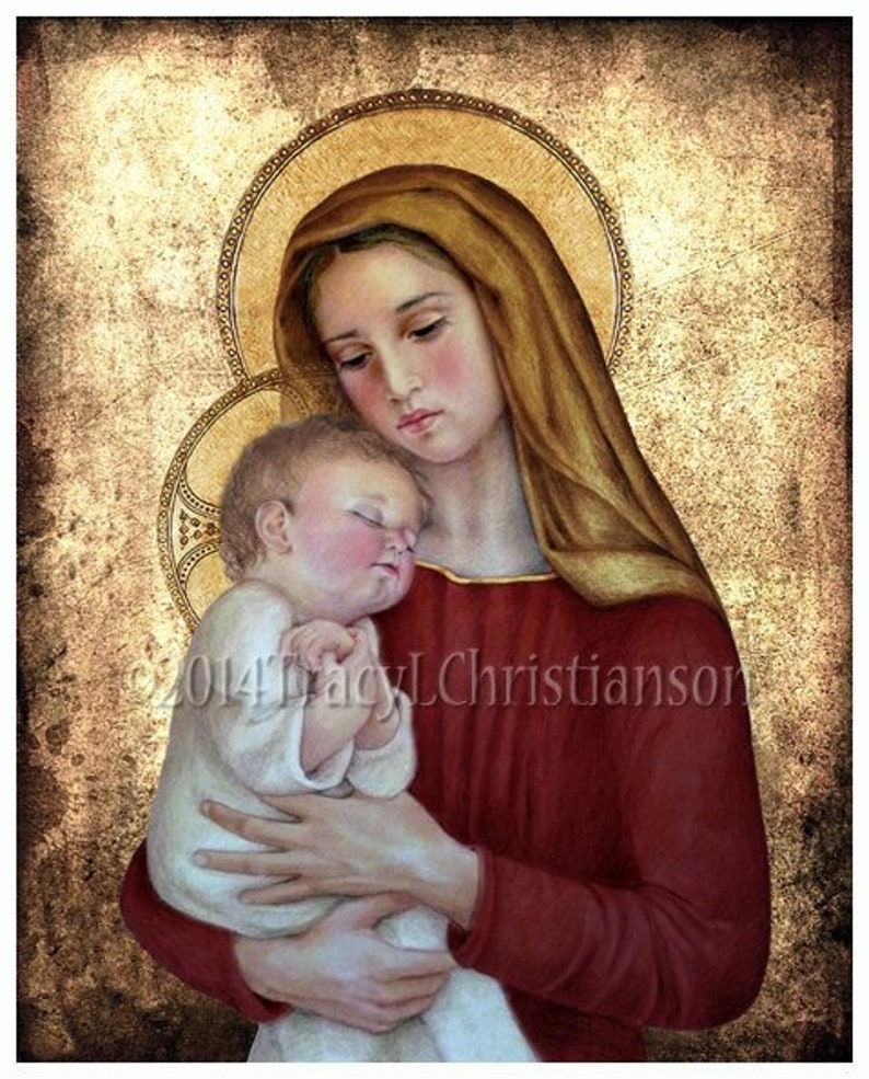 Madonna and Child G Catholic Art Print Blessed Virgin Mary image 0