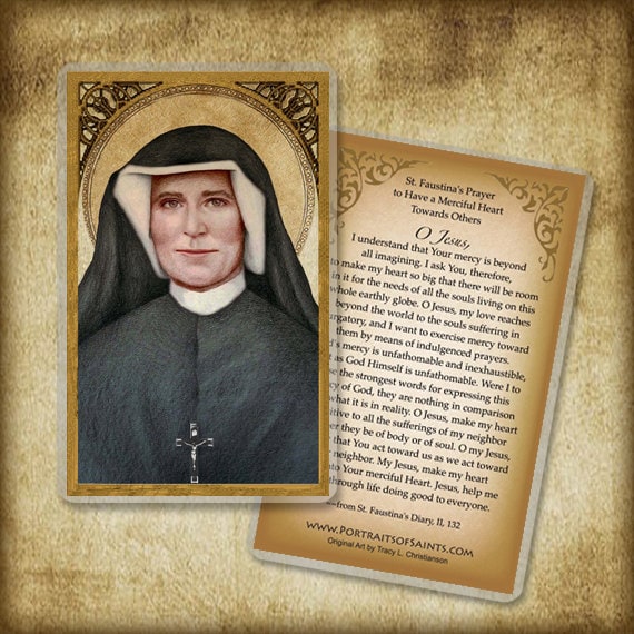 St. Faustina Holy Card Divine Mercy Etsy