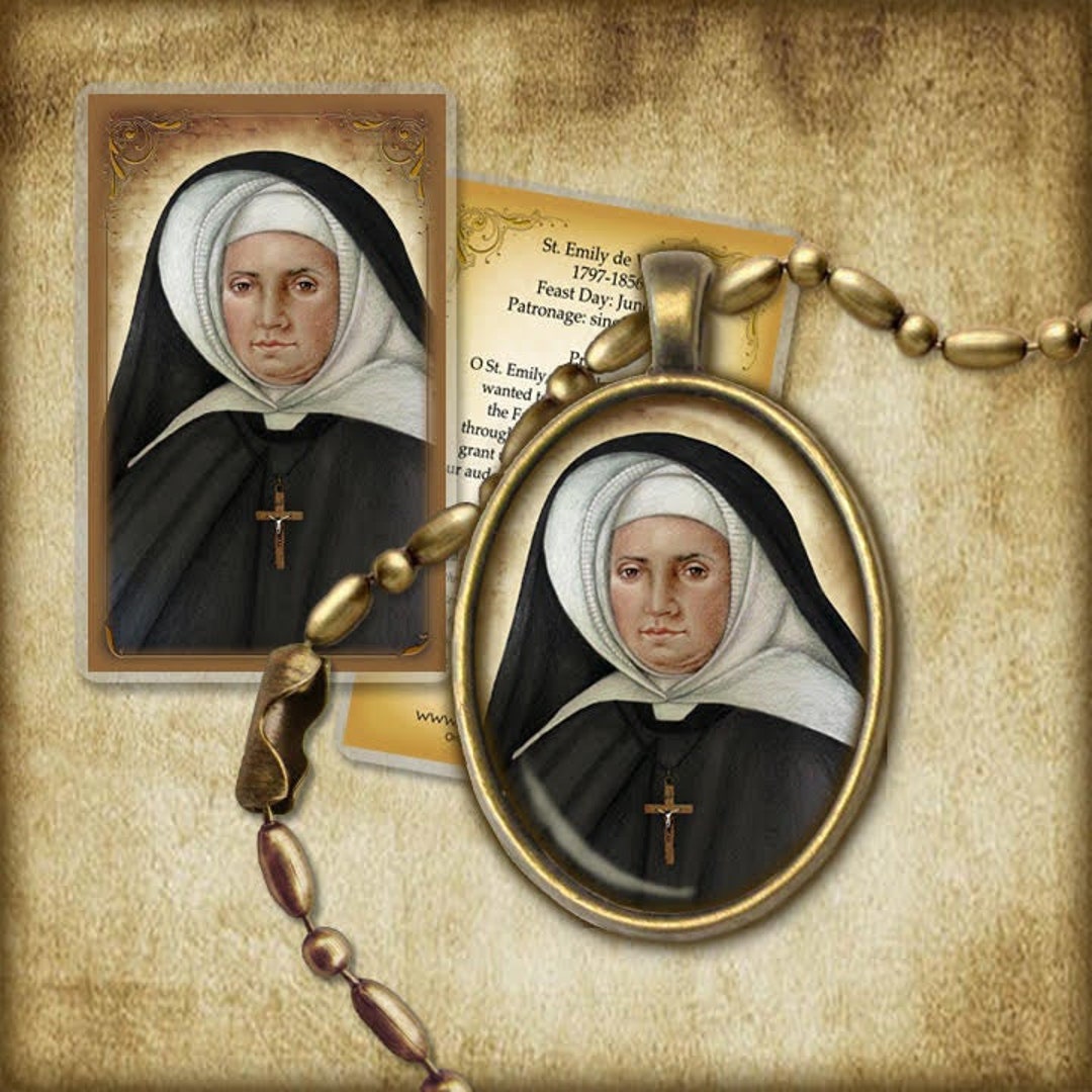 St. Emily De Vialar Pendant and Holy Card GIFT SET, Patron Saint for