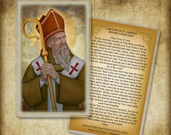 St. Ambrose Holy Card, Doctor of the Church