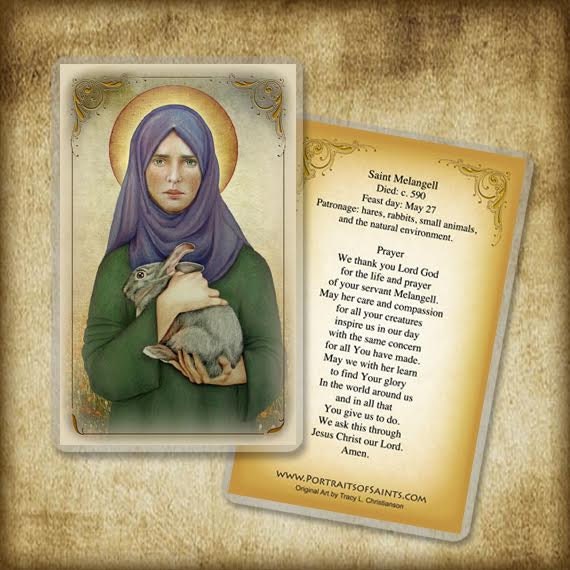 St. Melangell Holy Card, Patron of small animals