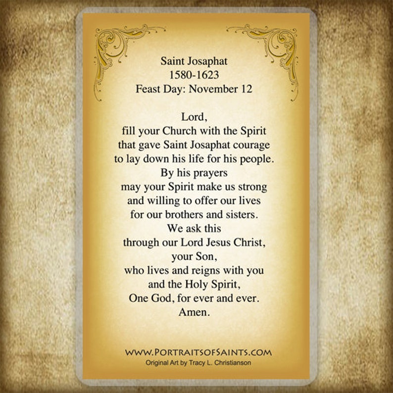 St. Josaphat Prayer Card Orthodox/catholic Unity Etsy