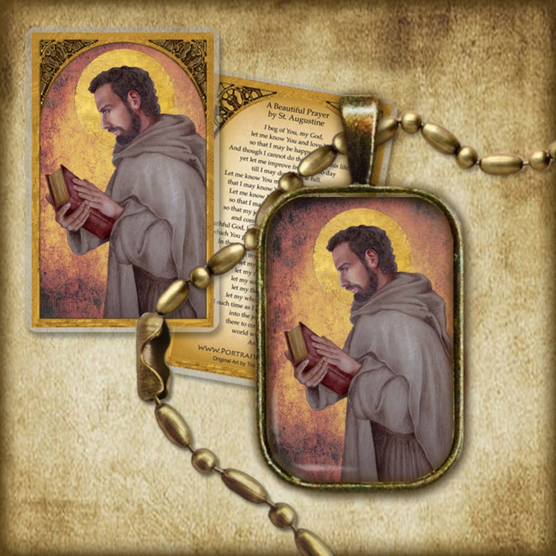 St. Augustine Pendant and Holy Card GIFT SET, Doctor of the Church - Etsy