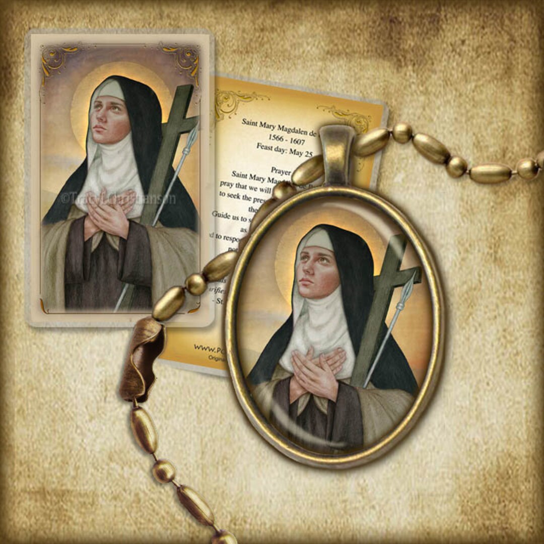St. Mary Magdalene De Pazzi Pendant and Holy Card GIFT SET Saint for ...