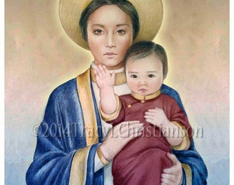Our Lady of LaVang Art Print, Our Lady of Vietnam, Virgin Mary and Child Jesus